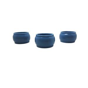 Set Of 3 Vintage Blue Melamine Napkin Rings